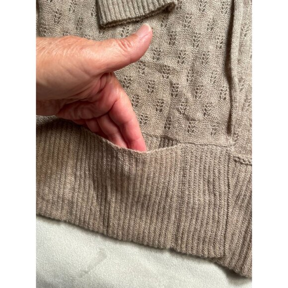 Qi Cashmere Womens Open Front Cardigan XS/S Beige Lightweight - Picture 9 of 10